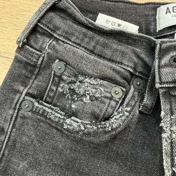 AGOLDE High-Rise Skinny Jeans – Black Raw Hem (Size 27) - Picture 7 of 11